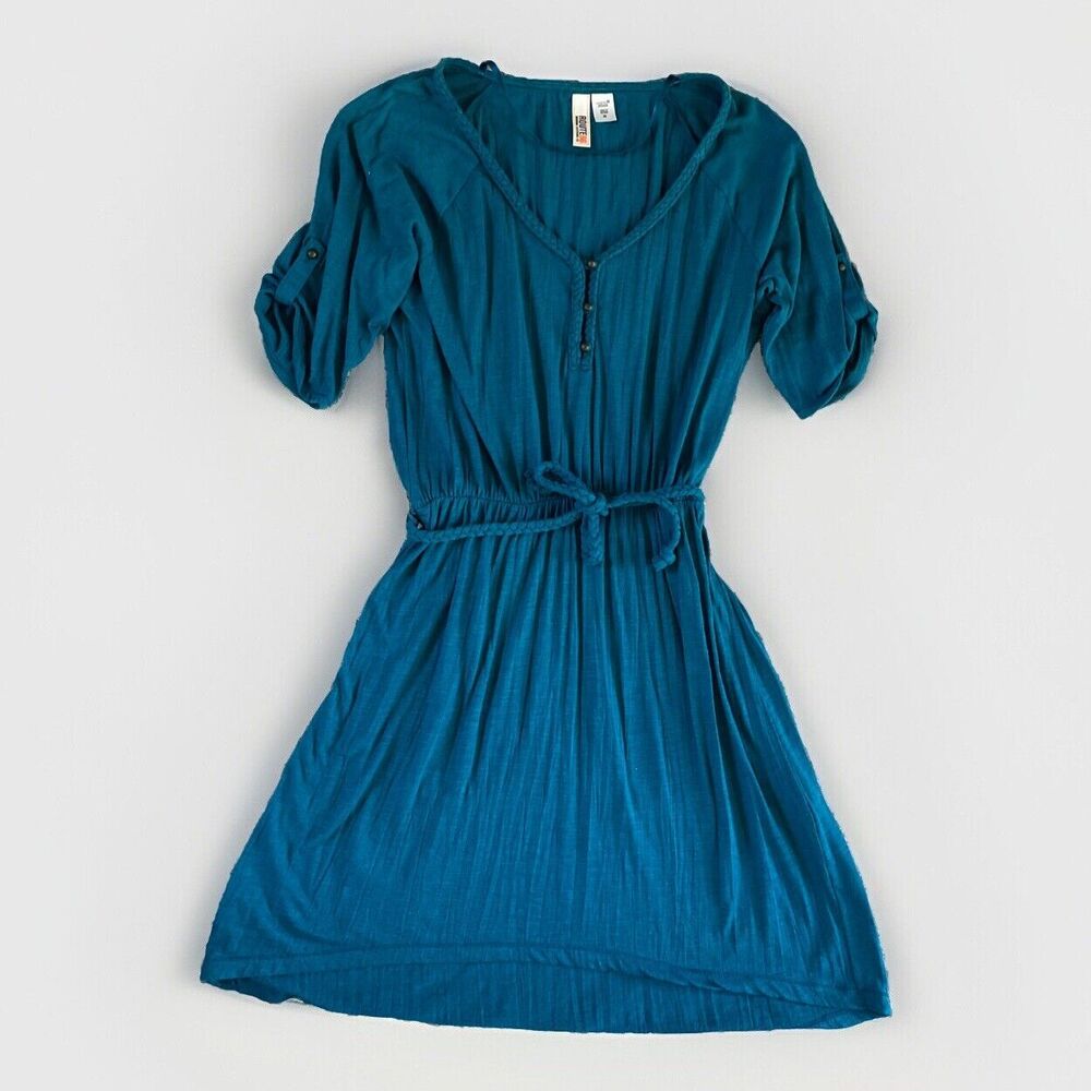Route 66 Women’s Jersey Knit Dress XS‎ Fit & Flare Boho 3/4 Sleeve Braided Rope